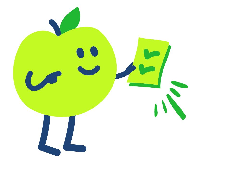 Picto pommes personnage Manger Bouger avec notes